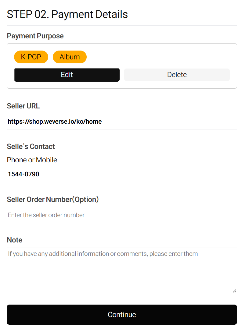 Payment Details